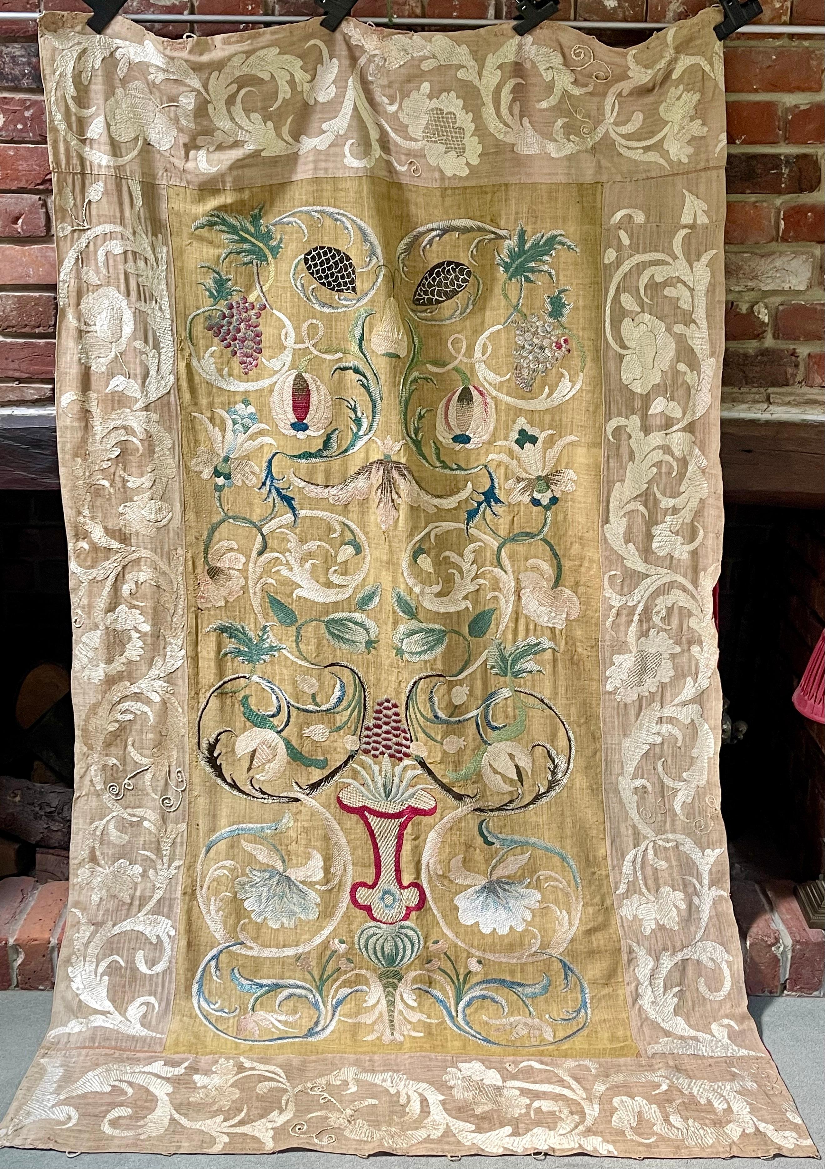 Portuguese Castelo Branco Embroidered Wedding Coverlet For Sale 12