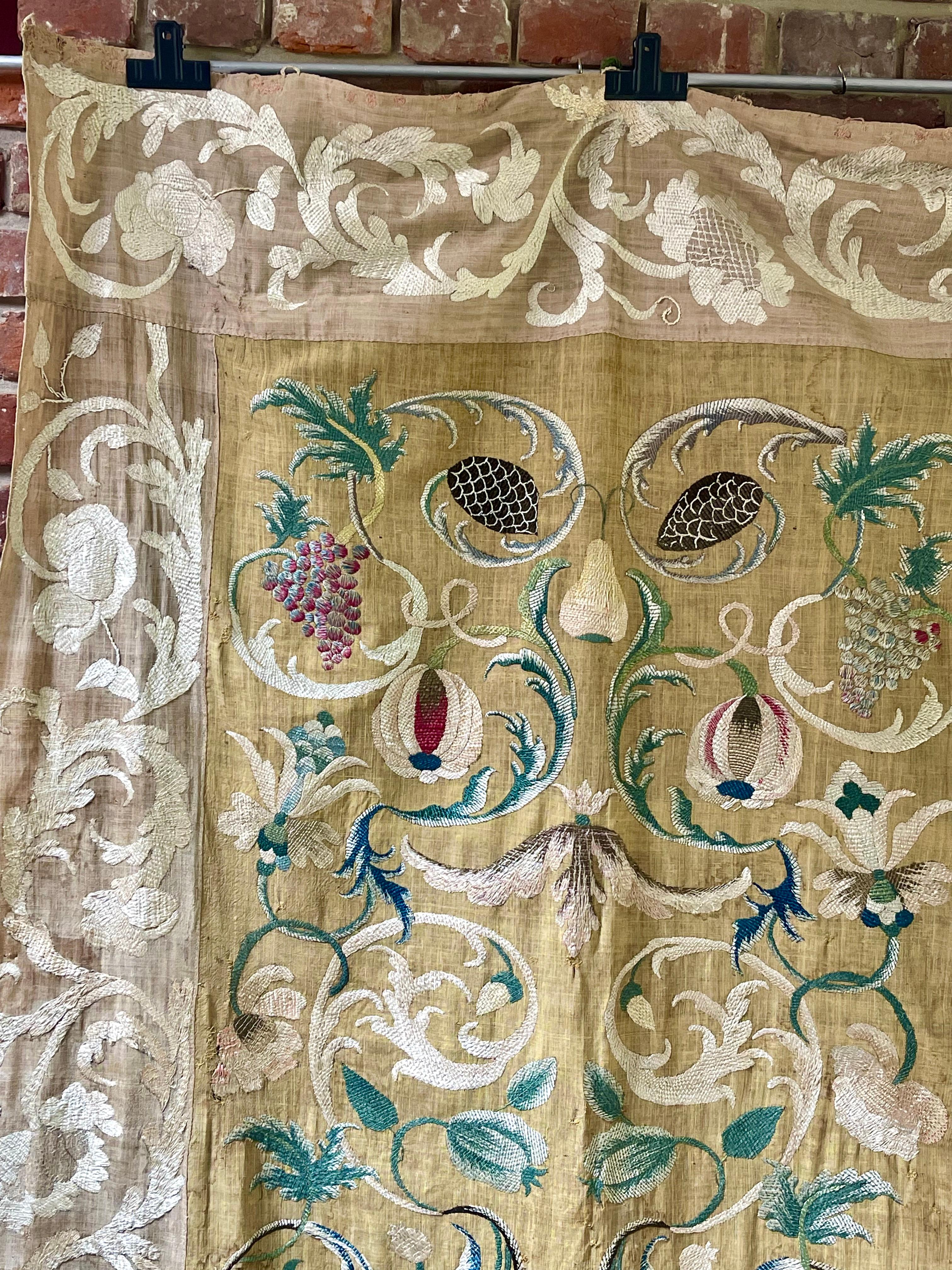 Romantic Portuguese Castelo Branco Embroidered Wedding Coverlet For Sale
