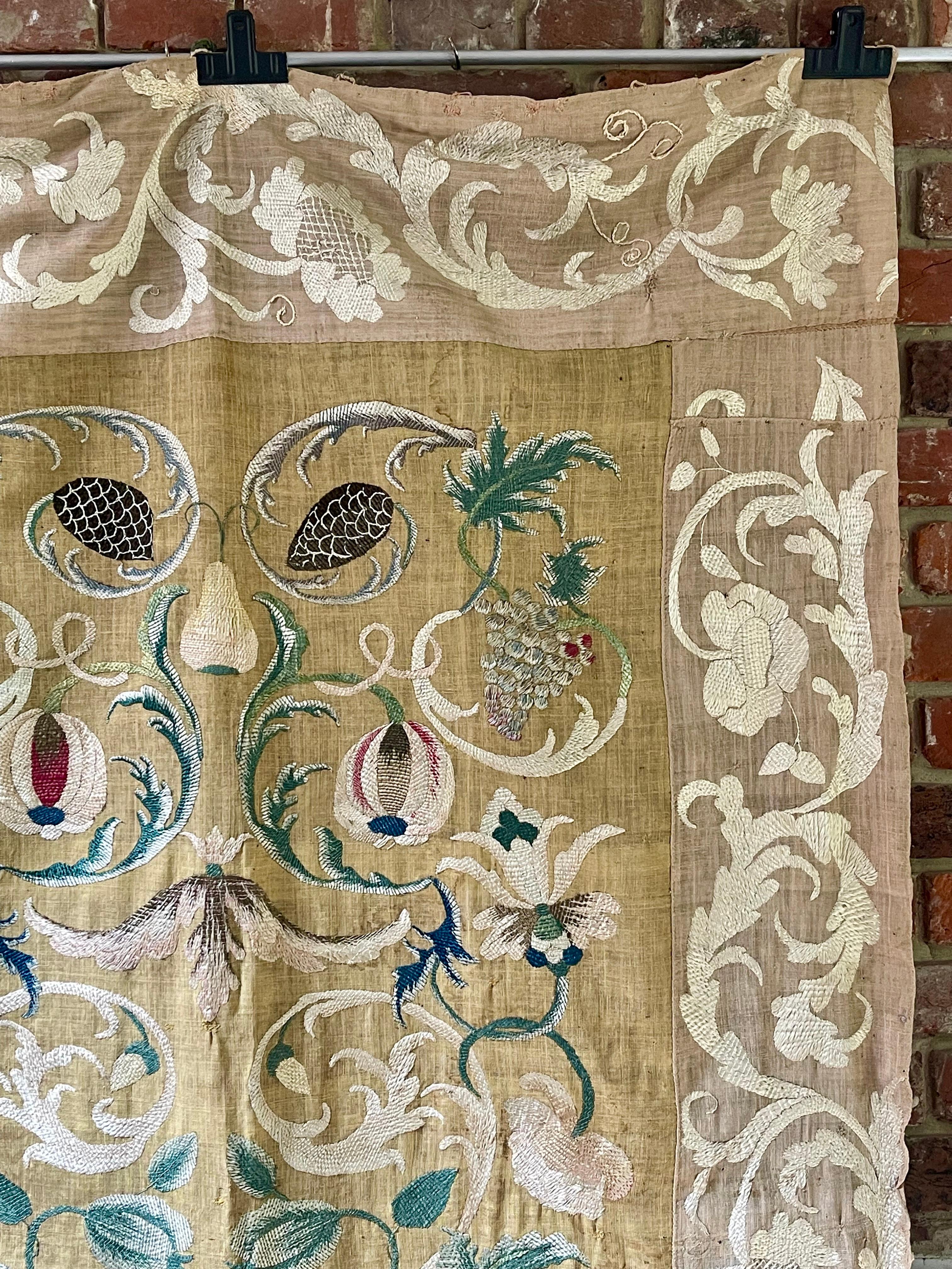 Hand-Crafted Portuguese Castelo Branco Embroidered Wedding Coverlet For Sale