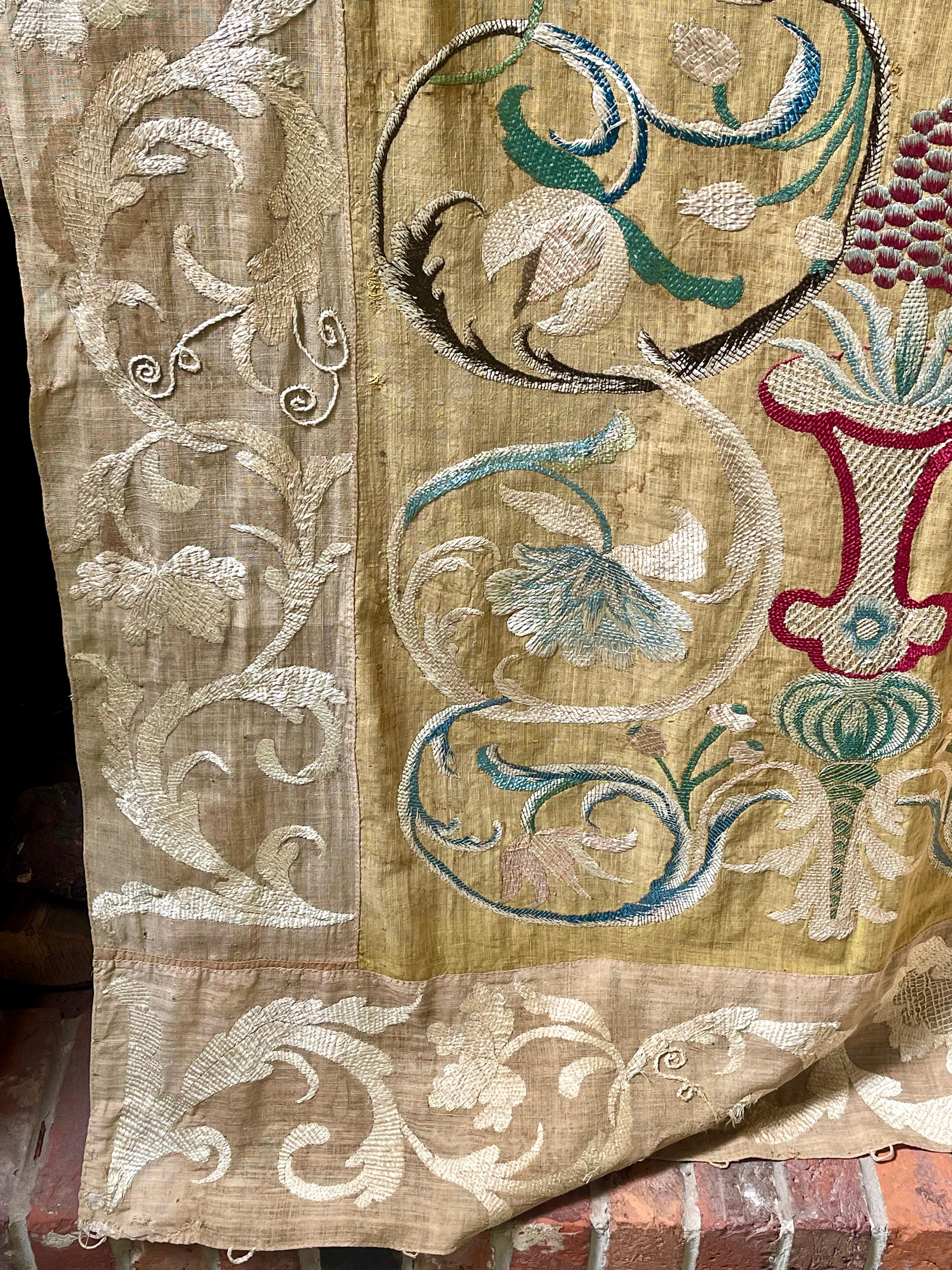 Portuguese Castelo Branco Embroidered Wedding Coverlet For Sale 1
