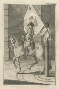 Portuguese Cavalry Officer with Royal Standard — Equestrian Engraving, 1790
