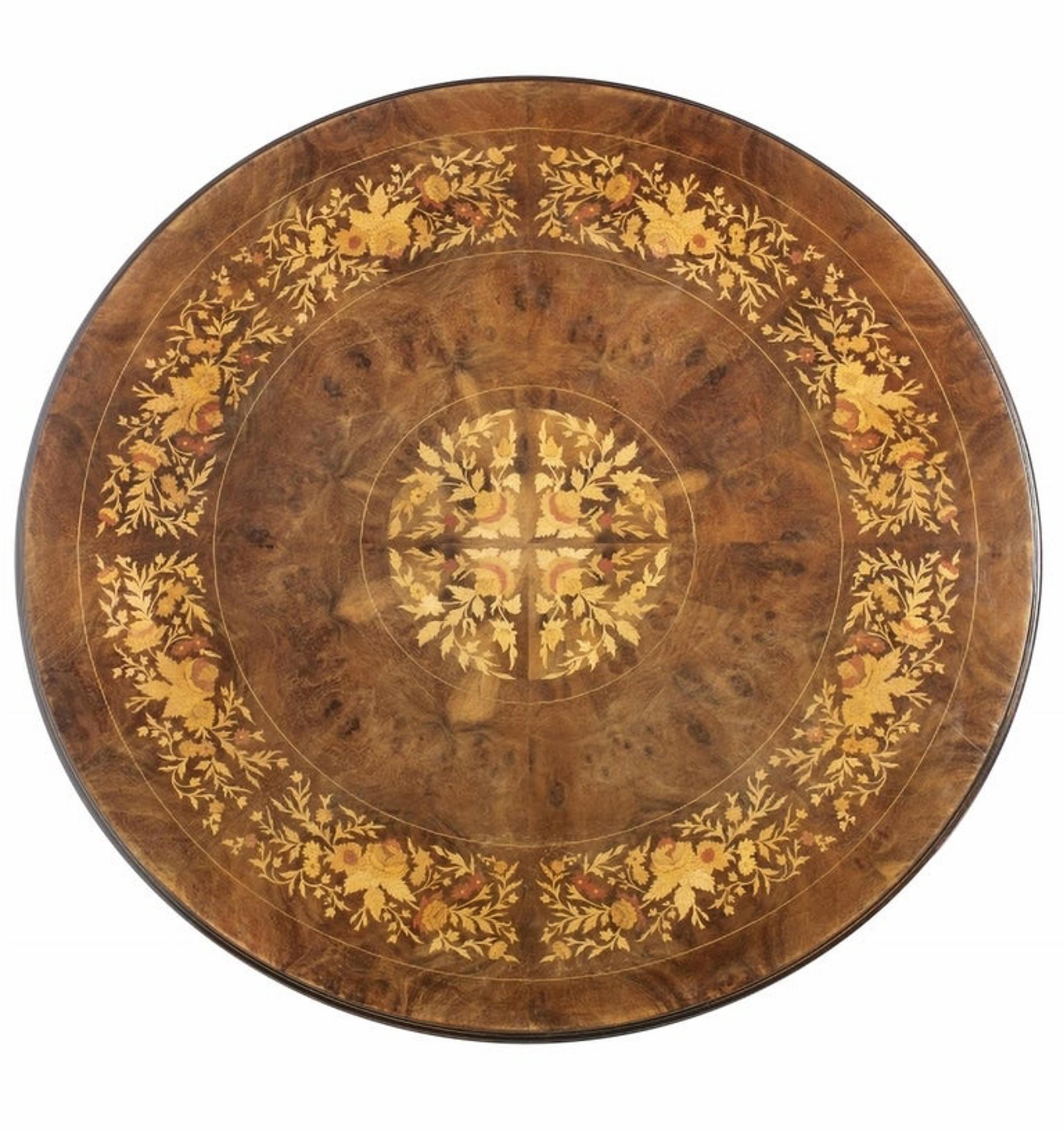 Baroque Portuguese Center Table 19th Century in Satin Wood