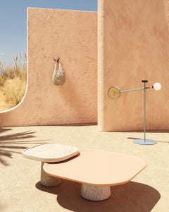 Portuguese Center Table Poppy in Beige Natural Travertino Stone by Mambo