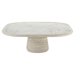 Portuguese Center Table Poppy in Beige Natural Travertino Stone by Mambo