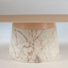 Portuguese Center Table Poppy with pink top and white Marble base by Mambo