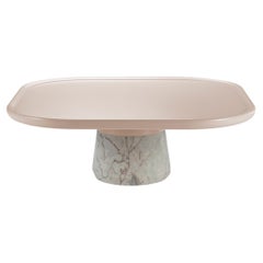 Centre de table portugais coquelicot avec plateau rose et base en marbre blanc par Mambo