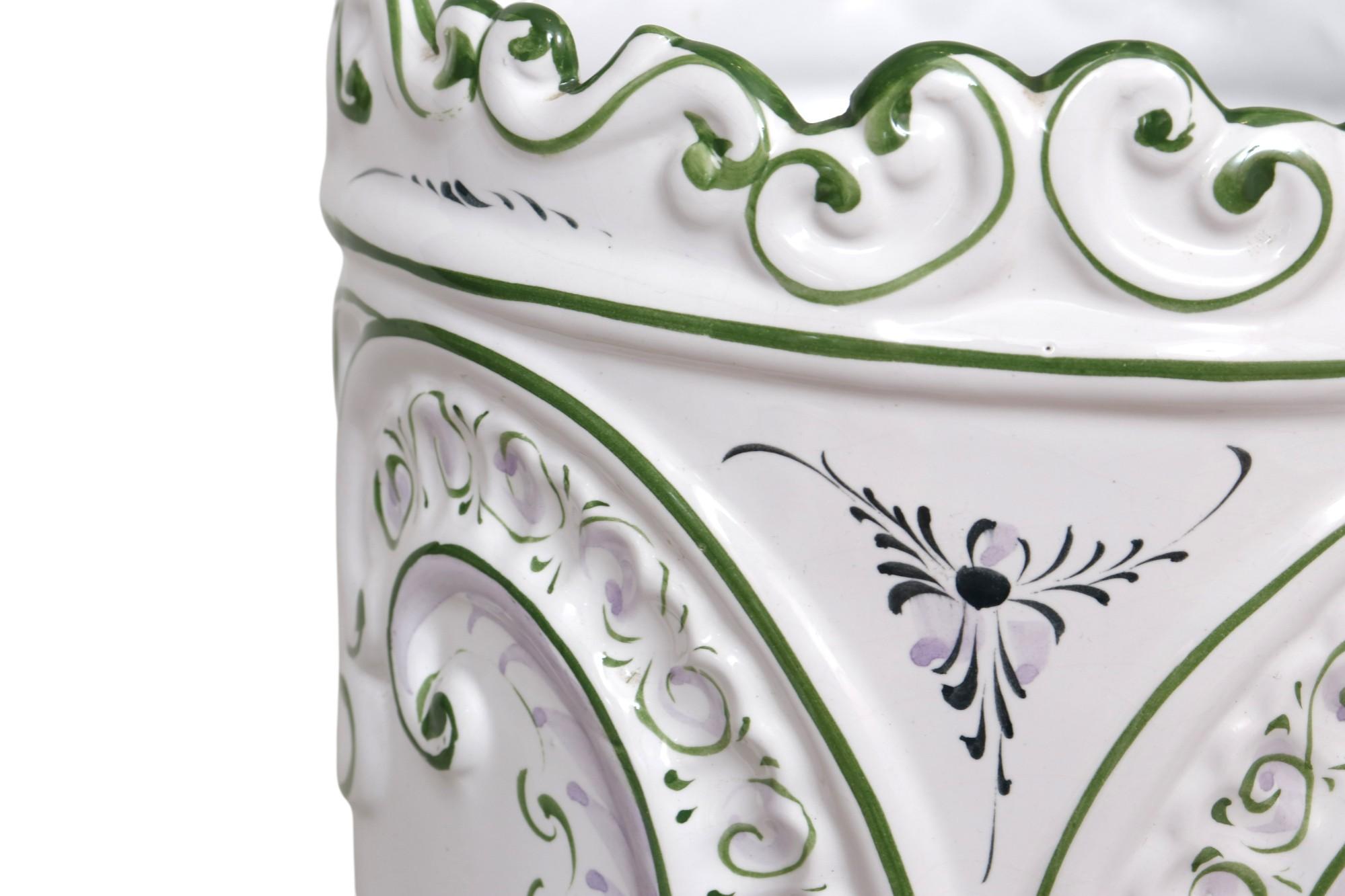 20th Century Portuguese Ceramic Umbrella Stand by RCCL Pottery For Sale