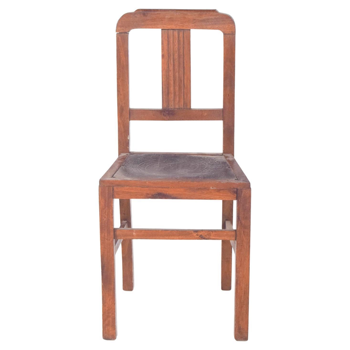 Portuguese Chair with Engraved Leather and Studs For Sale