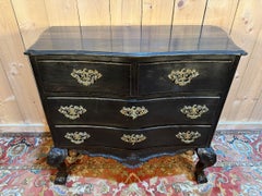 Portuguese Chest of Drawers in Blackened Wood, 19th Century