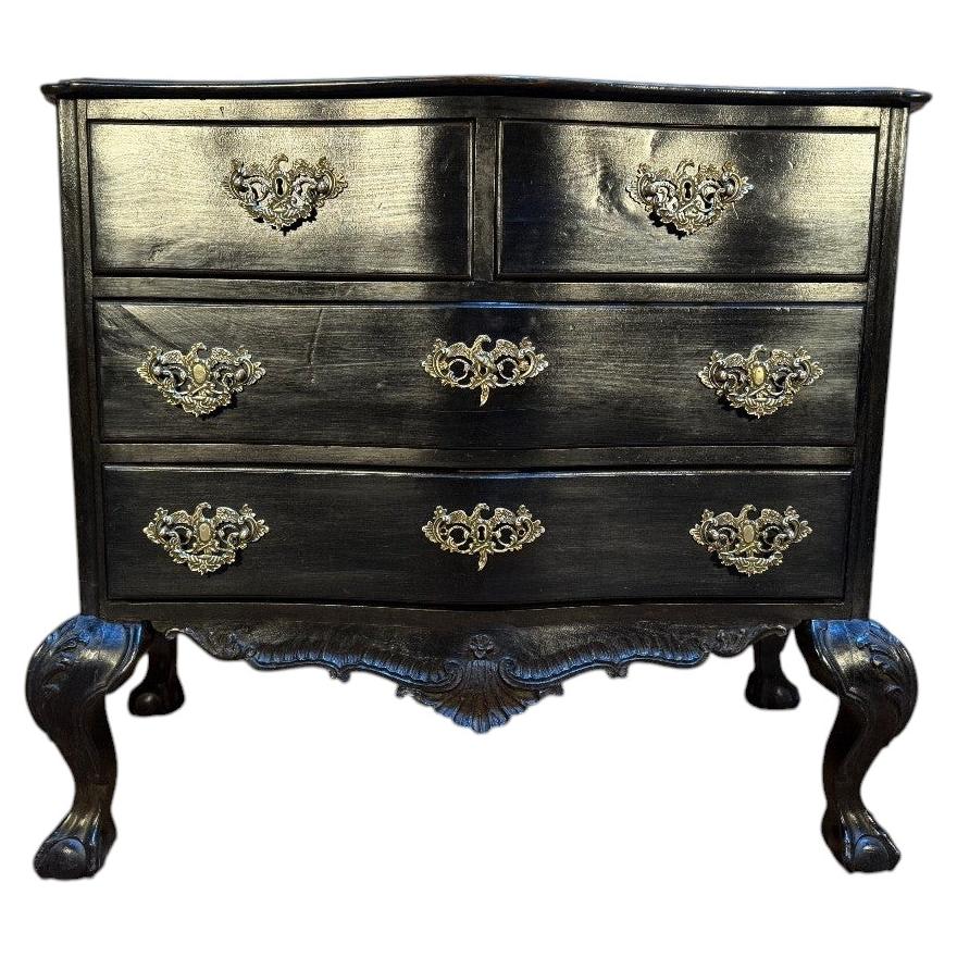 Portuguese Chest of Drawers in Blackened Wood, 19th Century