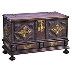 Portuguese Chest with Two Drawers 18th Century, in Mahogany Wood