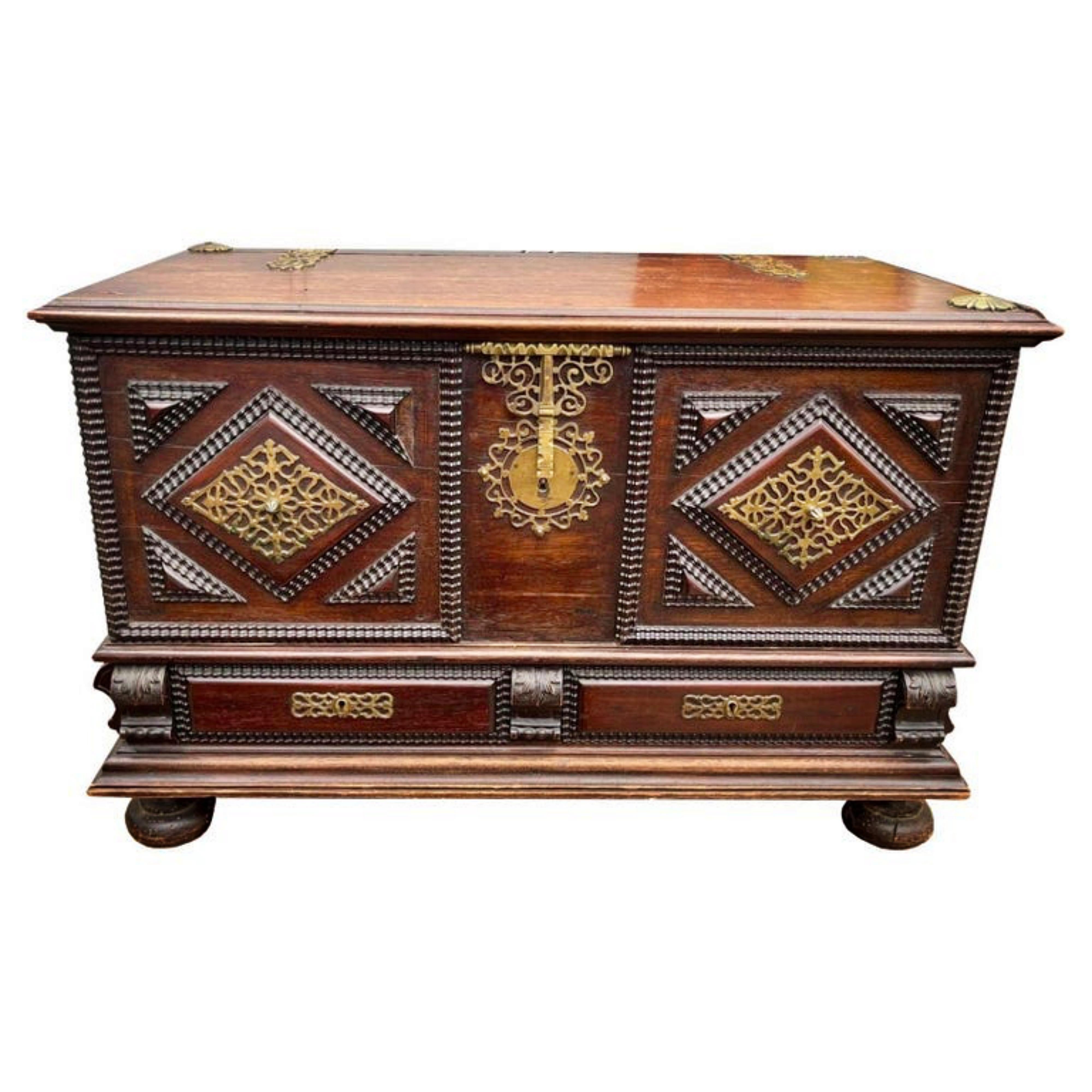 Rosewood Portuguese Chest with Two Drawers 19th Century For Sale