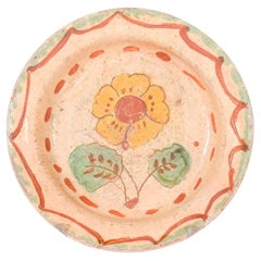 Portuguese Clay Plate Painted and Glazed
