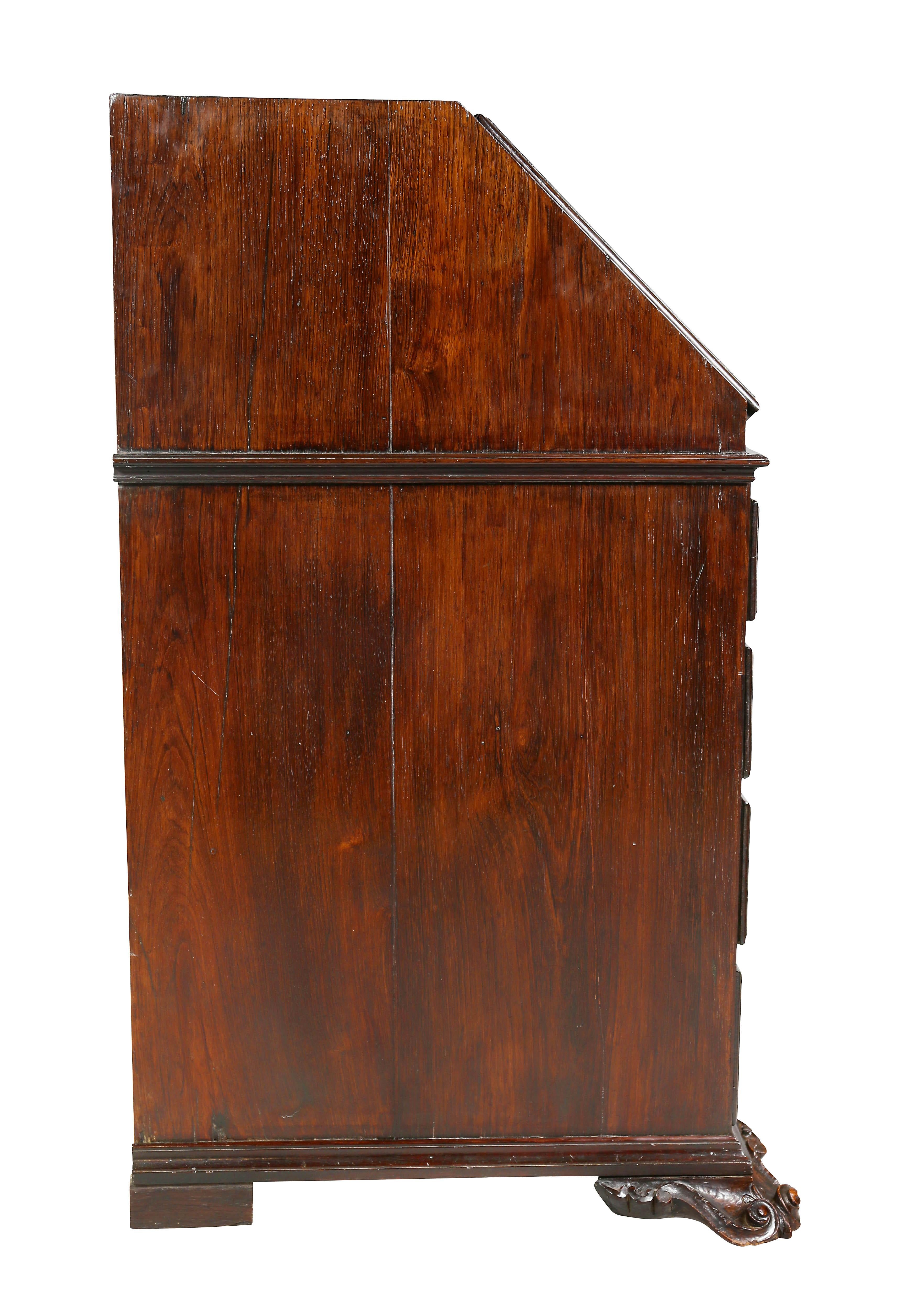 Portuguese Colonial Brazilian Solid Rosewood Slant Lid Writing Desk For Sale 6