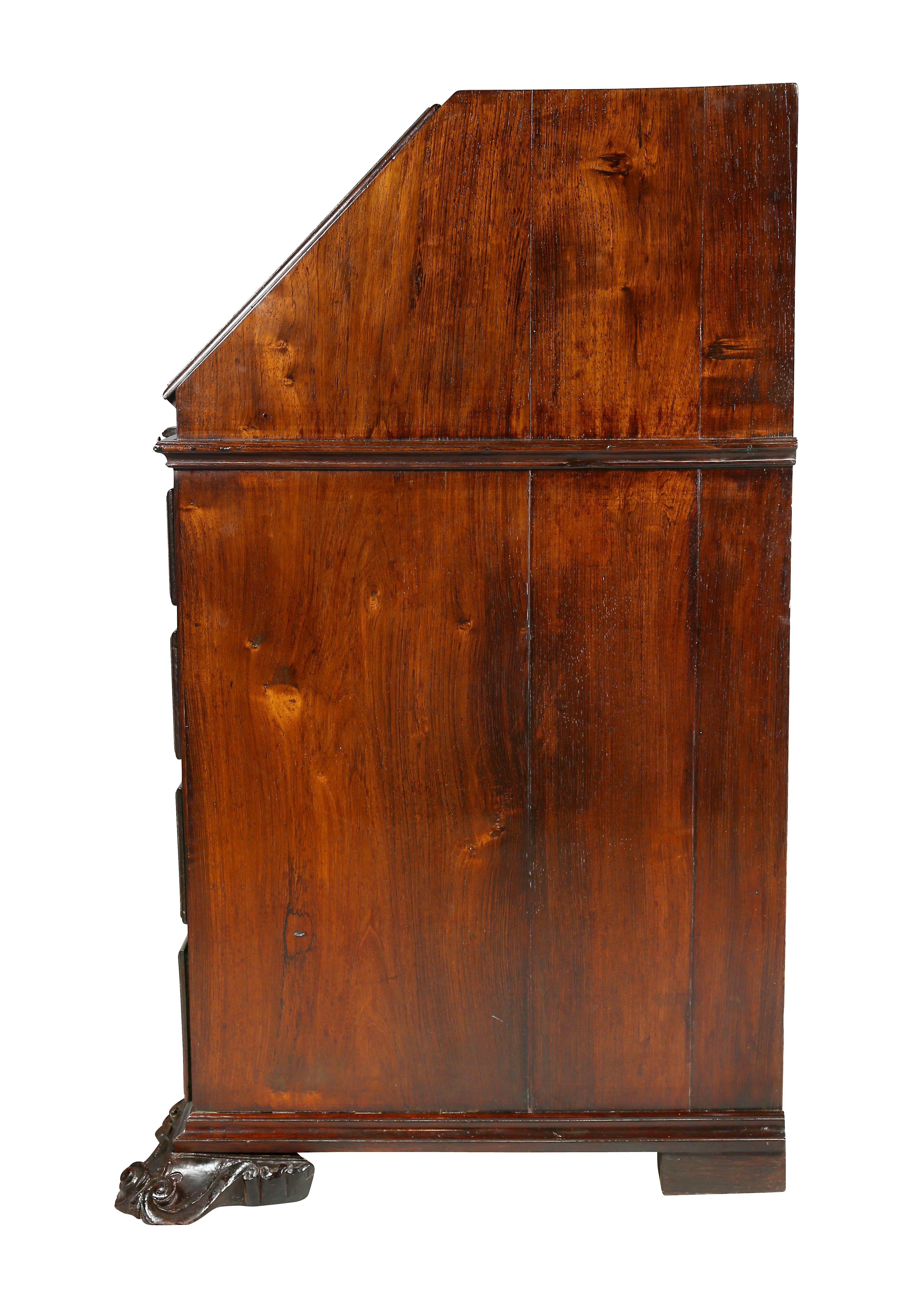 Portuguese Colonial Brazilian Solid Rosewood Slant Lid Writing Desk For Sale 7