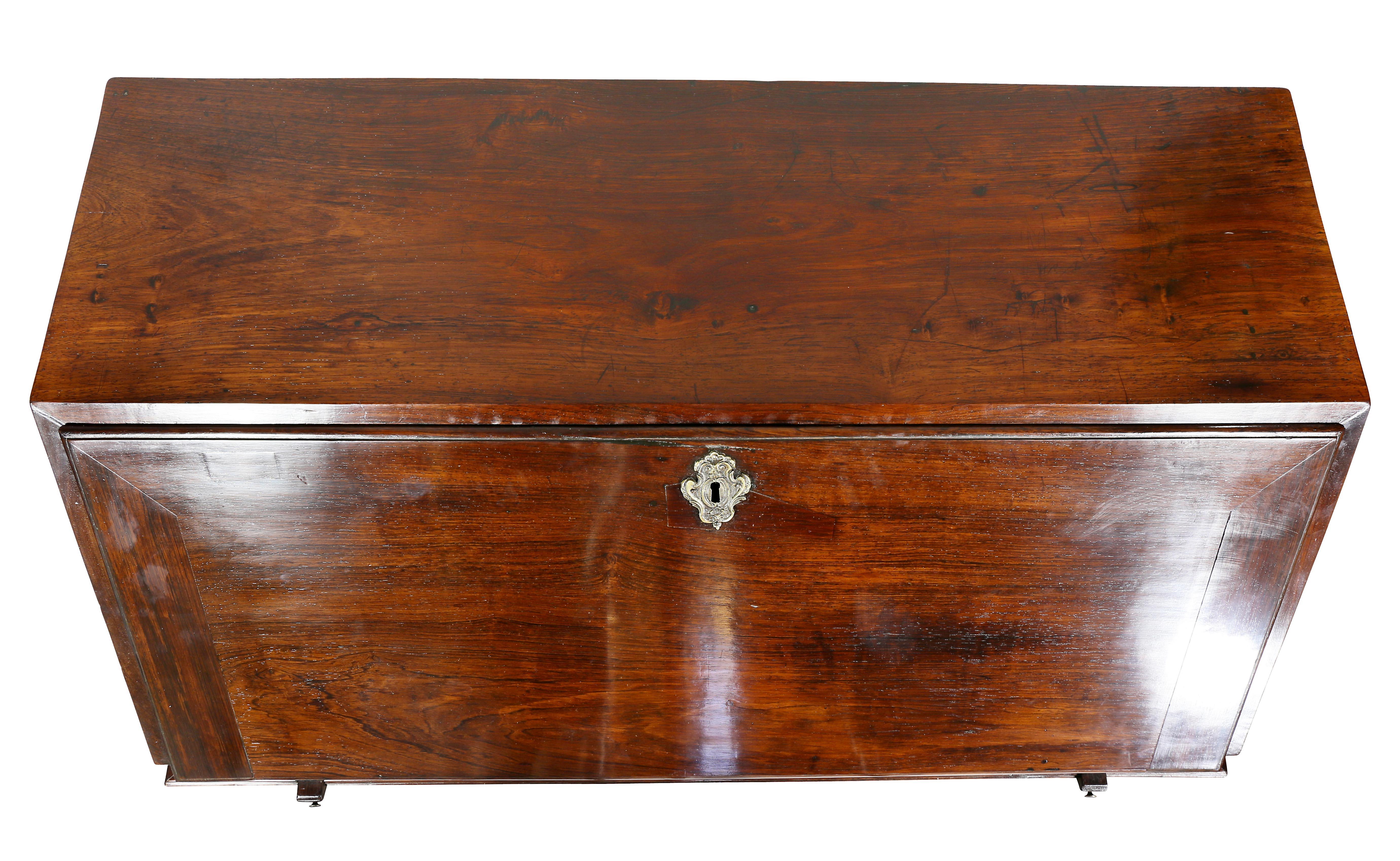 Rococo Portuguese Colonial Brazilian Solid Rosewood Slant Lid Writing Desk For Sale