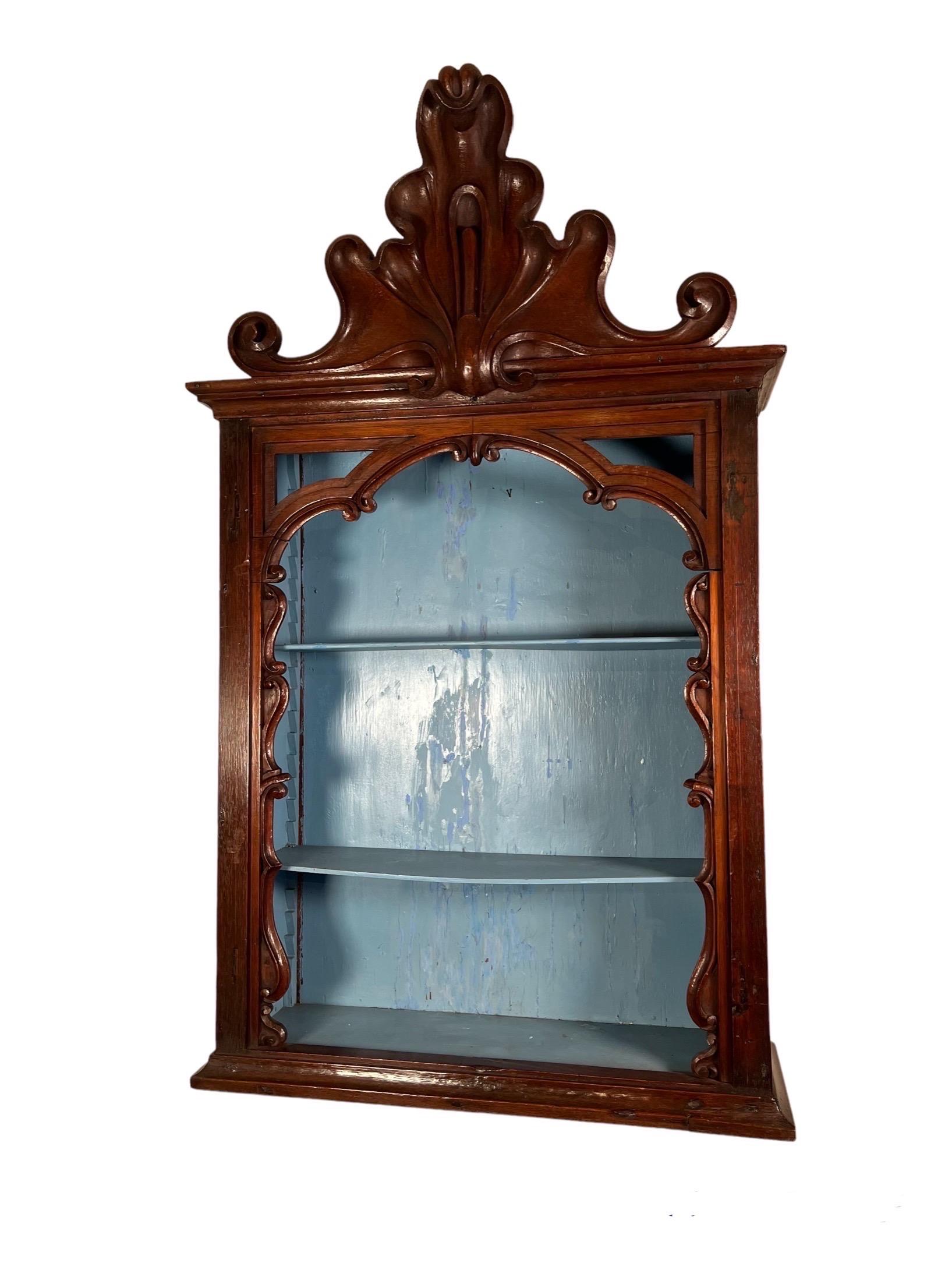 Spanish Colonial Portuguese, Colonial Carved Hanging Wall Shelf  For Sale