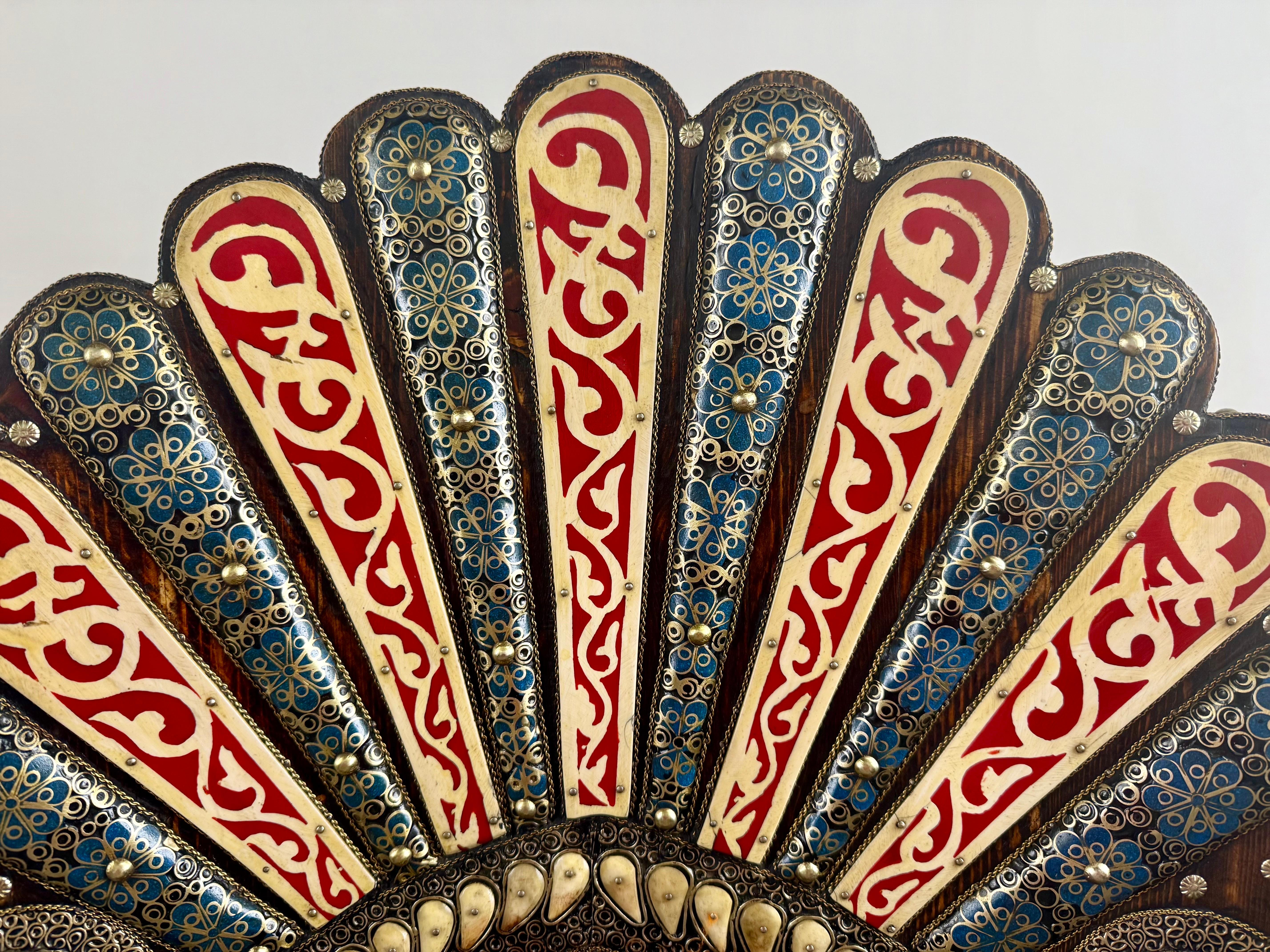 Portuguese Colonial Style Leather & Filigree Design Throne Chair For Sale 1