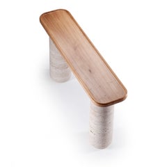 Portuguese Console Poppy in Natural Oak Travertino Marble by Mambo