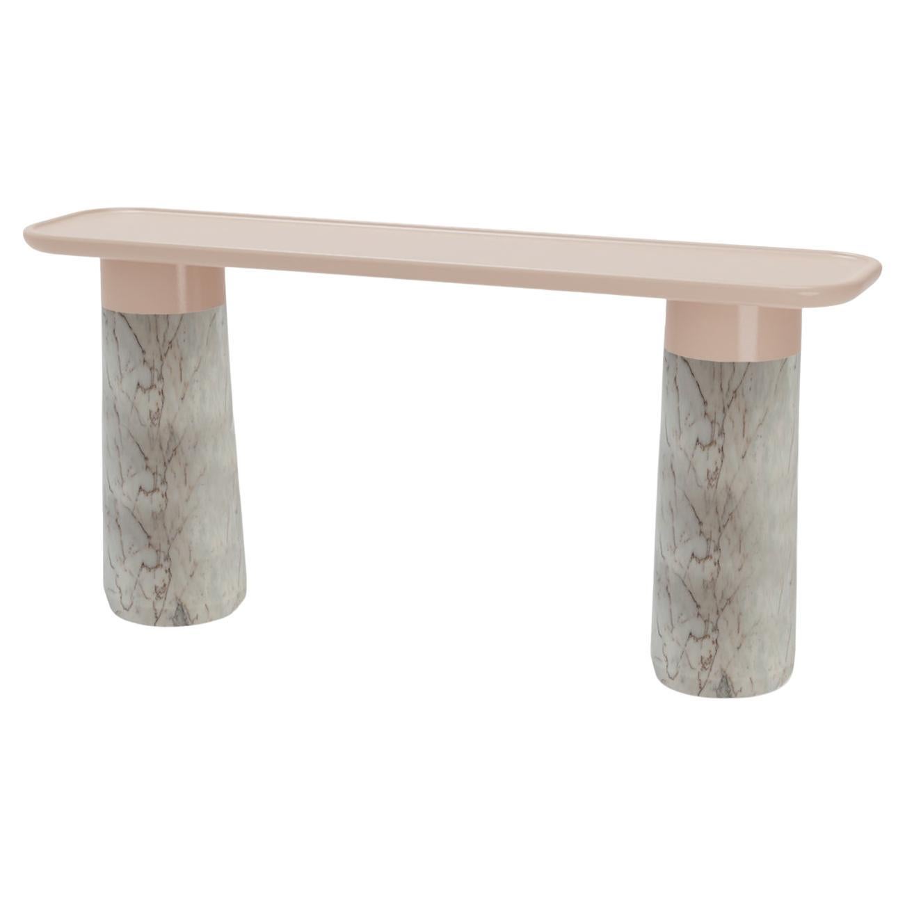 Portuguese Console Poppy with Nude Top and White Marble Base by Mambo