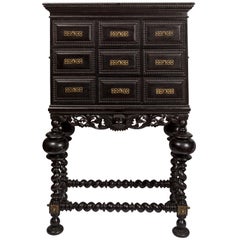 Black / Ebonized Portuguese 'Contador' Cabinet with Matching Decorative Stand