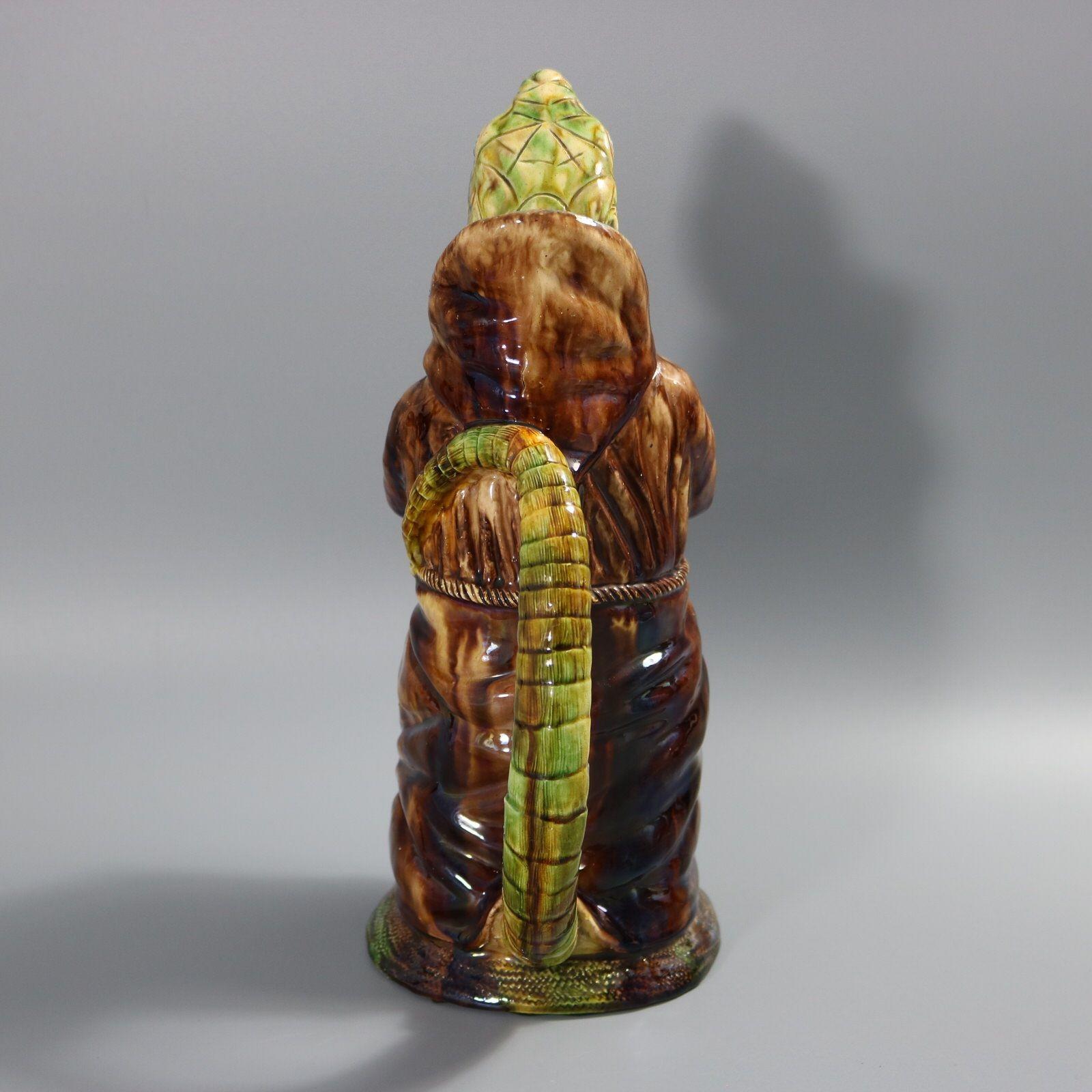 Portugiesischer Monk-Krug aus Majolika mit anthropomorpher Eidechse, Cunha Palissy im Angebot 2