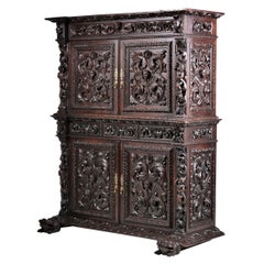 Portuguese Cupboard End 19th Century Renaissance Style