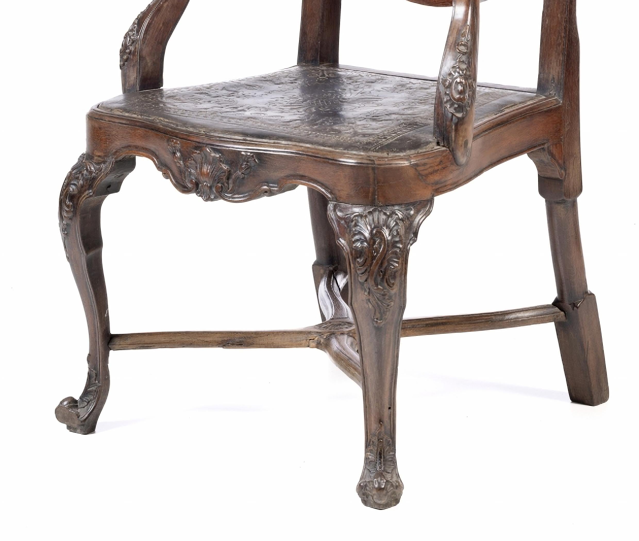 D. FAUTEUIL À HAUT DOSSIER JOSÉ 18e siècle

Portugaise en bois de sucupira avec sculptures, dossier et assise en cuir gaufré.
Défauts de période
Il n'a jamais été restauré.
Dim. : 139 x 55 x 50 cm