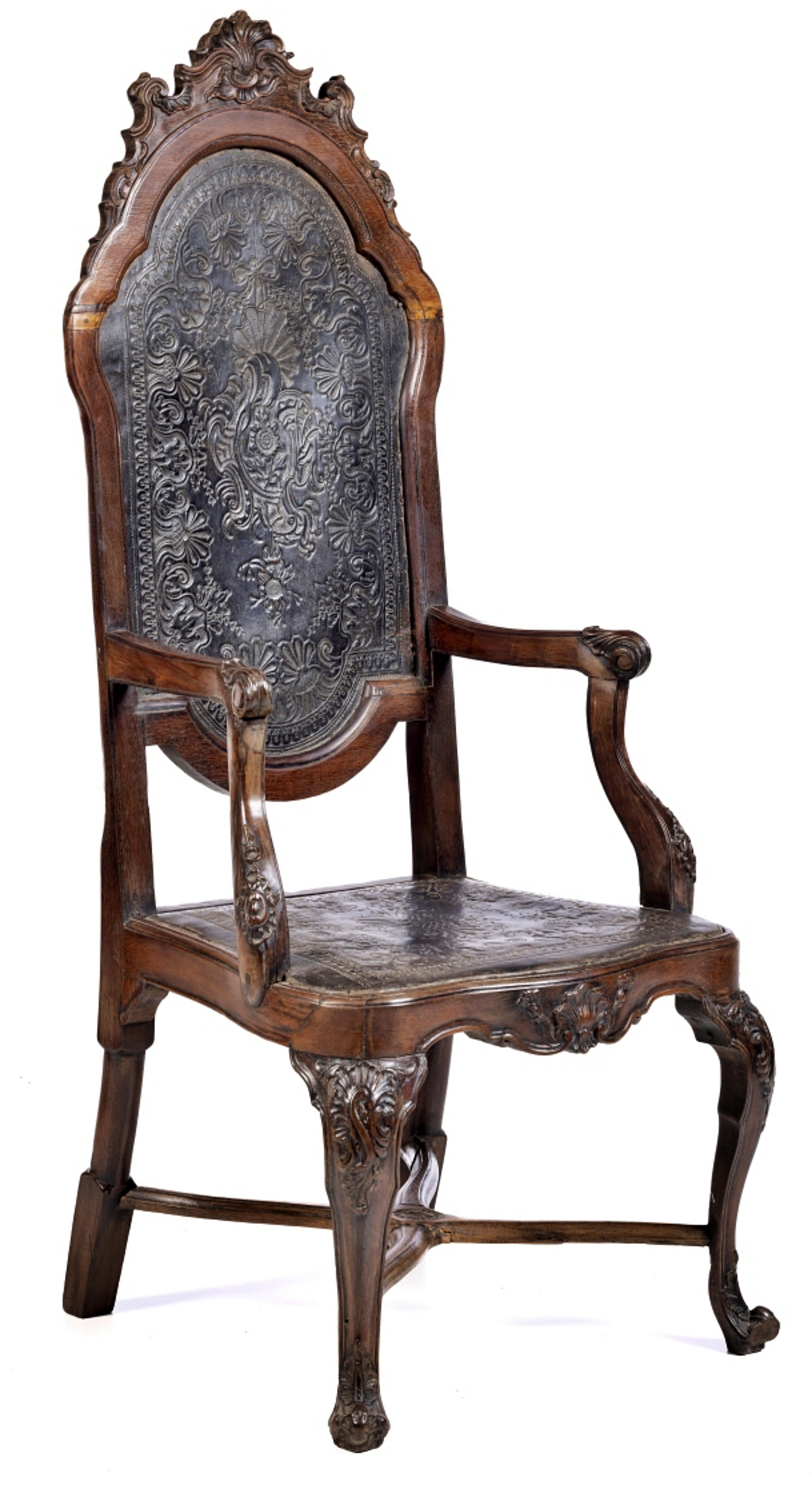 Portugais PORTUGUAIS D. FAUTEUIL À HAUT DOSSIER JOSÉ 18e siècle en vente