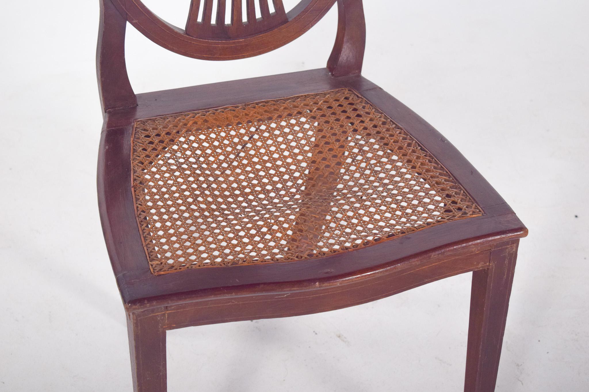 Mid-Century Modern Chaise de salle à manger portugaise avec assise en paille en vente