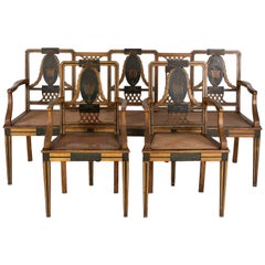 Portuguese Dona Maria Style Room Set, Painted Wood and Canned Seats Portuguese Dona Maria Style Room Set, Painted Wood and Canned Seats