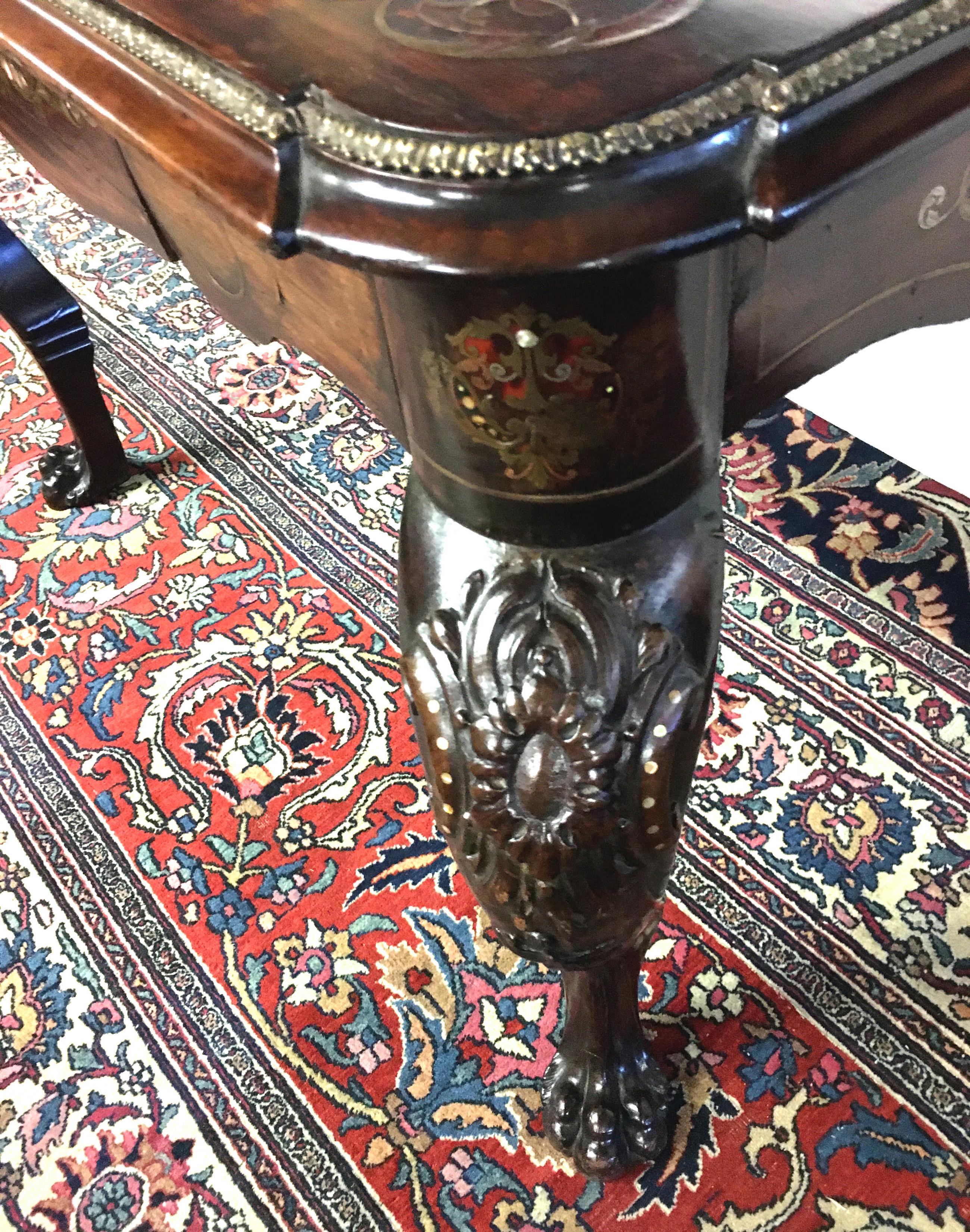 Portuguese Double Sided Rosewood Boulle Occasional Table, circa 1840 In Excellent Condition For Sale In West Hollywood, CA