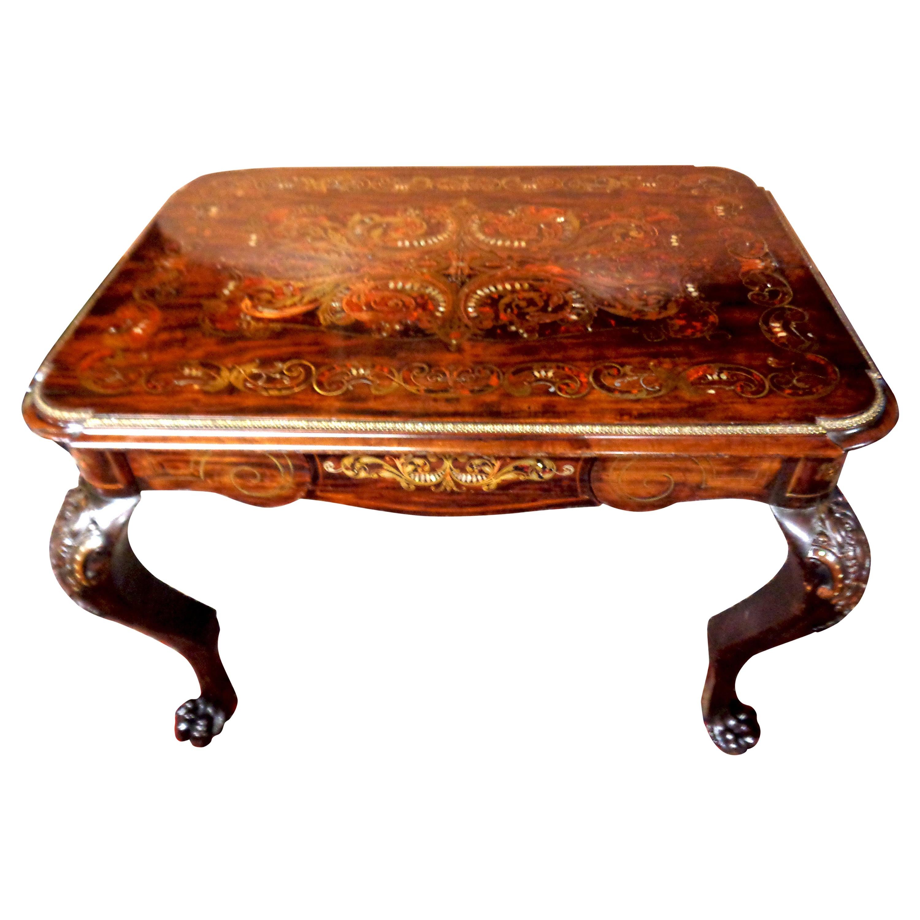 Portuguese Double Sided Rosewood Boulle Occasional Table, circa 1840 For Sale