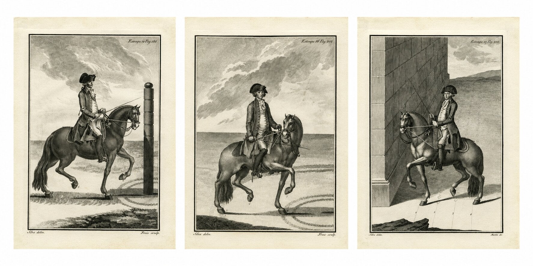 Portuguese Dressage & Piaffe Engravings — Classical Horsemanship, 1790 For Sale