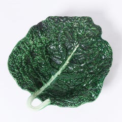 Portuguese Earthenware Cabbage Leaf Bowl