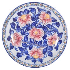 Assiette décorative en faïence portugaise d'Alcobaça