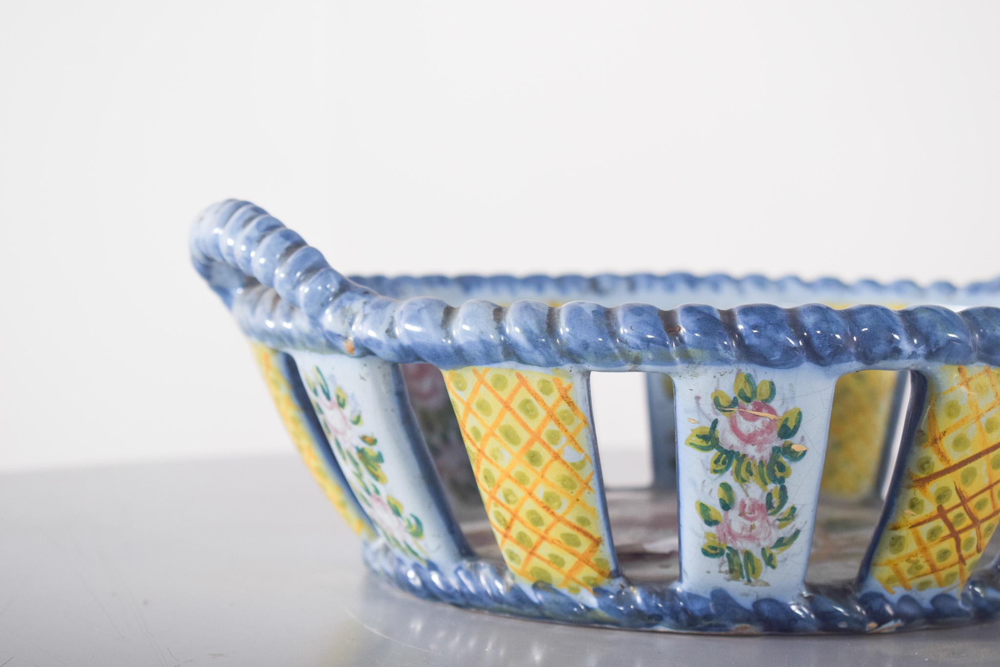 Mid-Century Modern Portuguese Earthenware Fruit Bowl For Sale