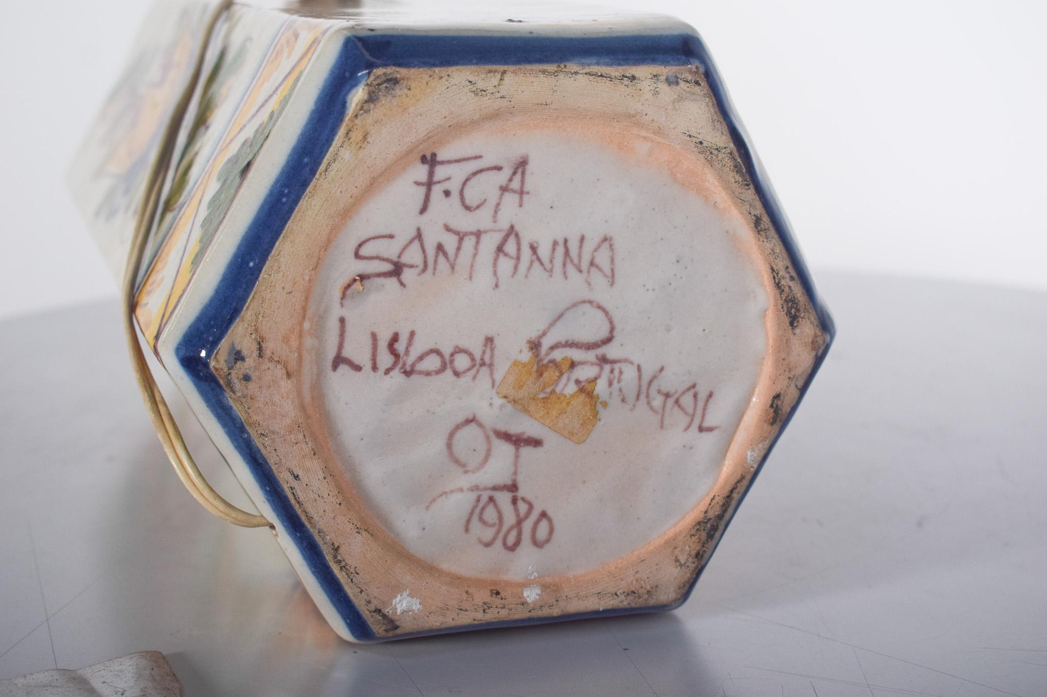 Lampe en faïence portugaise de Sant'Anna en vente 2