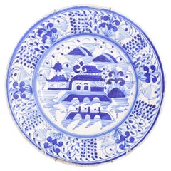 Portuguese Earthenware Plate, Blue and white Decoration