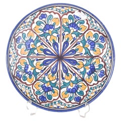 Portuguese Earthenware Plate, Polychrome Decoration in Blue