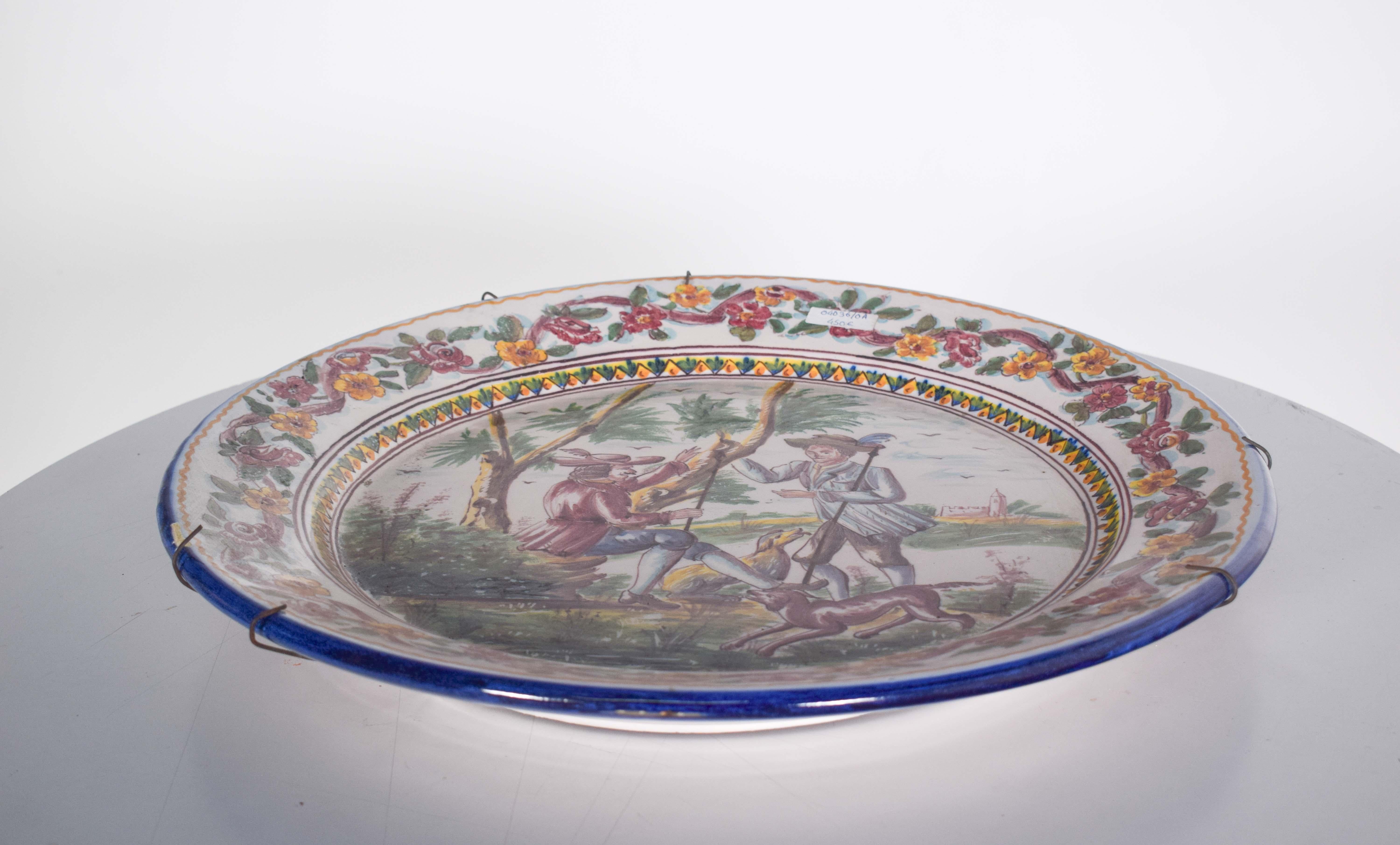20ième siècle Grande assiette en faïence portugaise Sant'Ana en vente