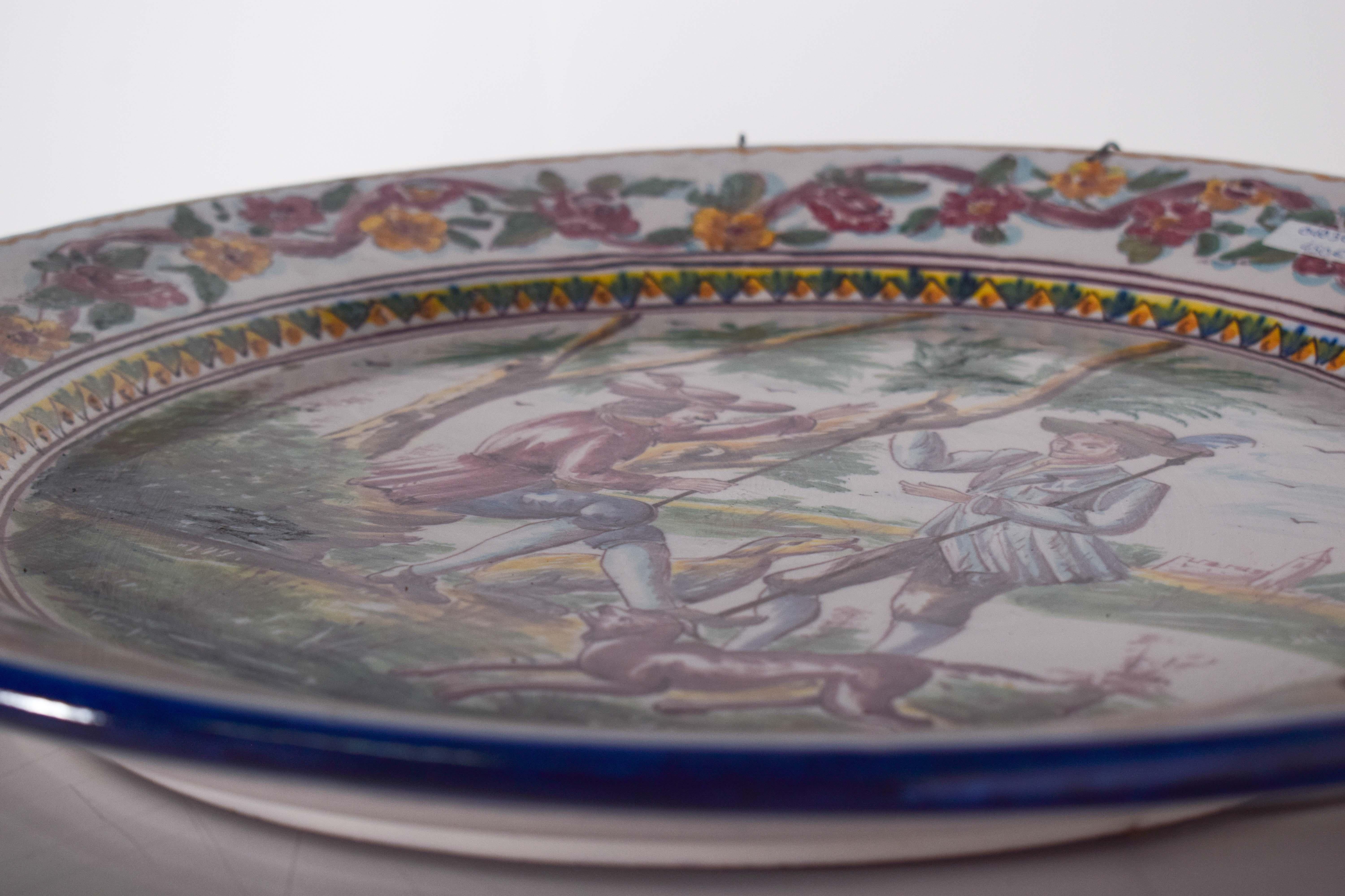 Poteries Grande assiette en faïence portugaise Sant'Ana en vente