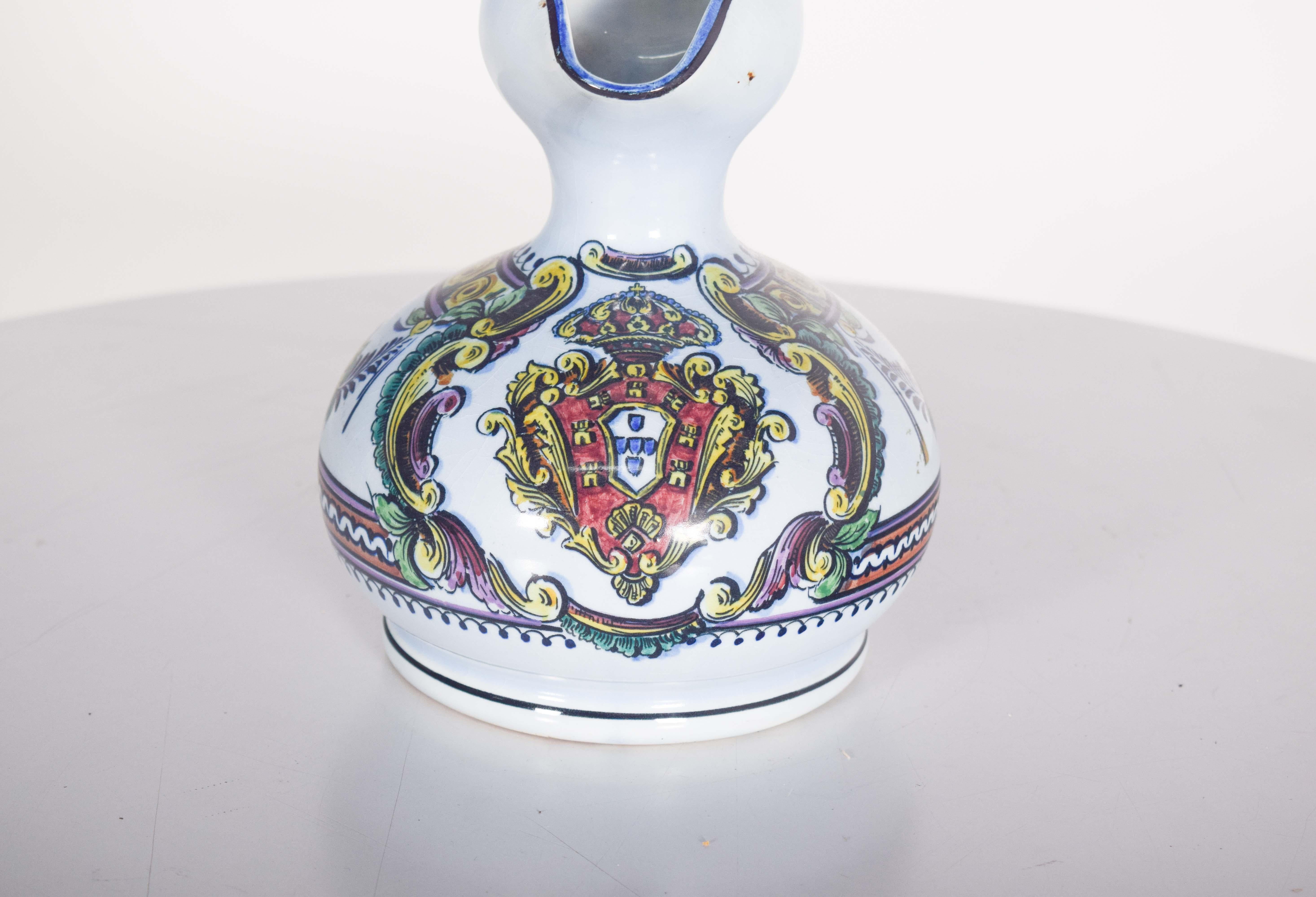 20th Century Portuguese Earthenware Water Jug From Outeiro