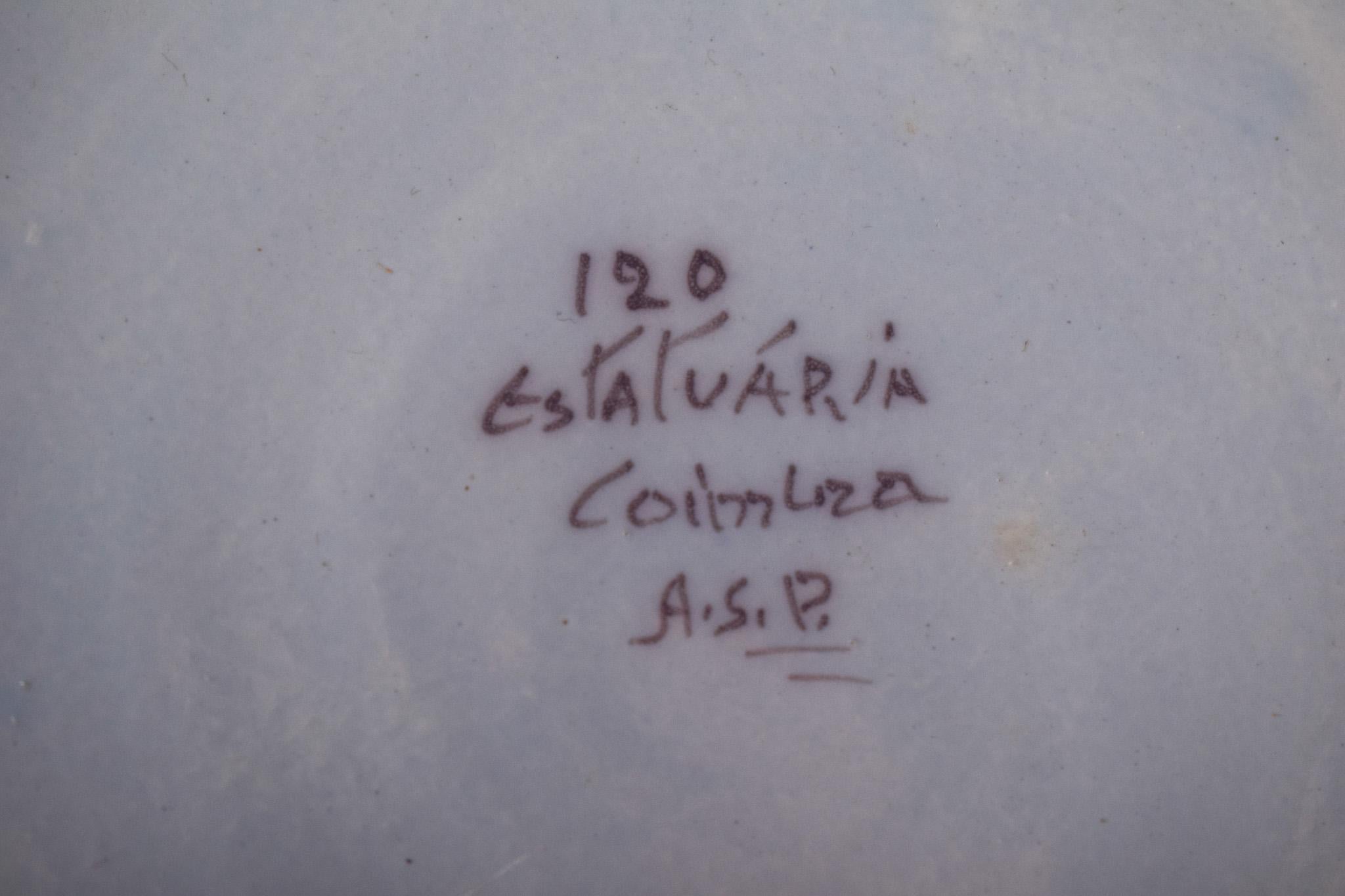 Portuguese Faience Plate from Coimbra Polychrome Decoration For Sale 1