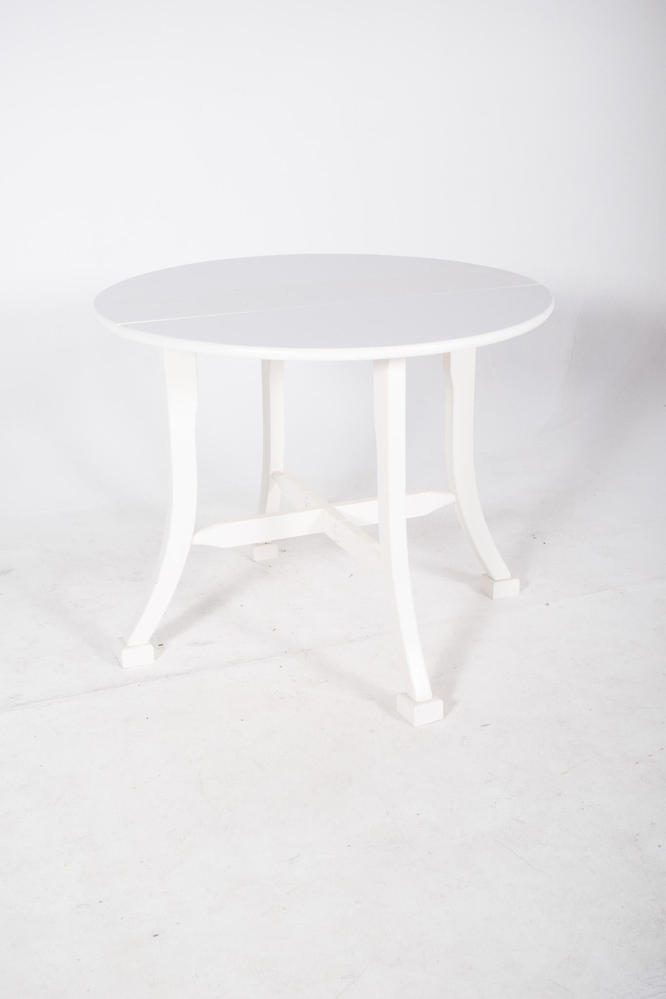 Wood Portuguese Flap Table Painted in White For Sale