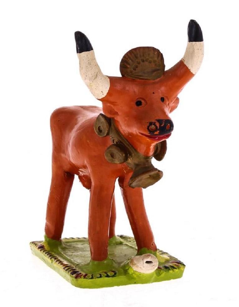 Cow Whistle aus Terrakotta in portugiesischer Volkskunst, Weihnachtsnativity-Szene, Figur (Arts and Crafts) im Angebot