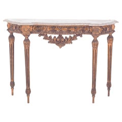 Portuguese Gilded Carving Side Table with Marble Top