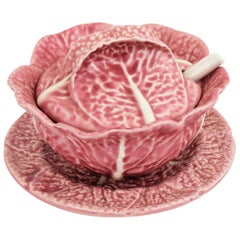 Pink Cabbage Glazed Ceramic Small Tureen or Bowl, Portugal, 1960s