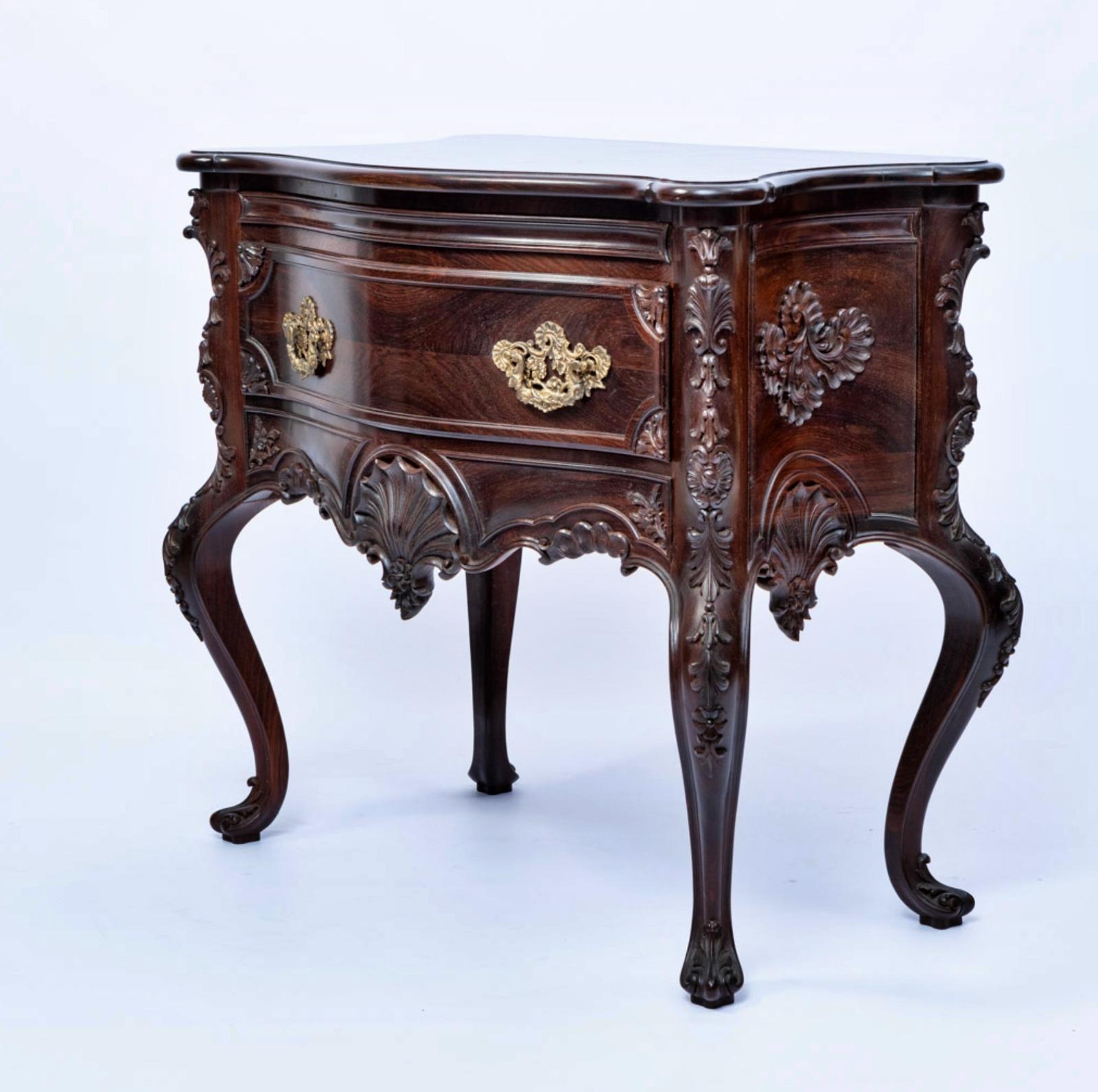 Baroque Portuguese Half Chest of Drawers End 19th Century in Rosewood