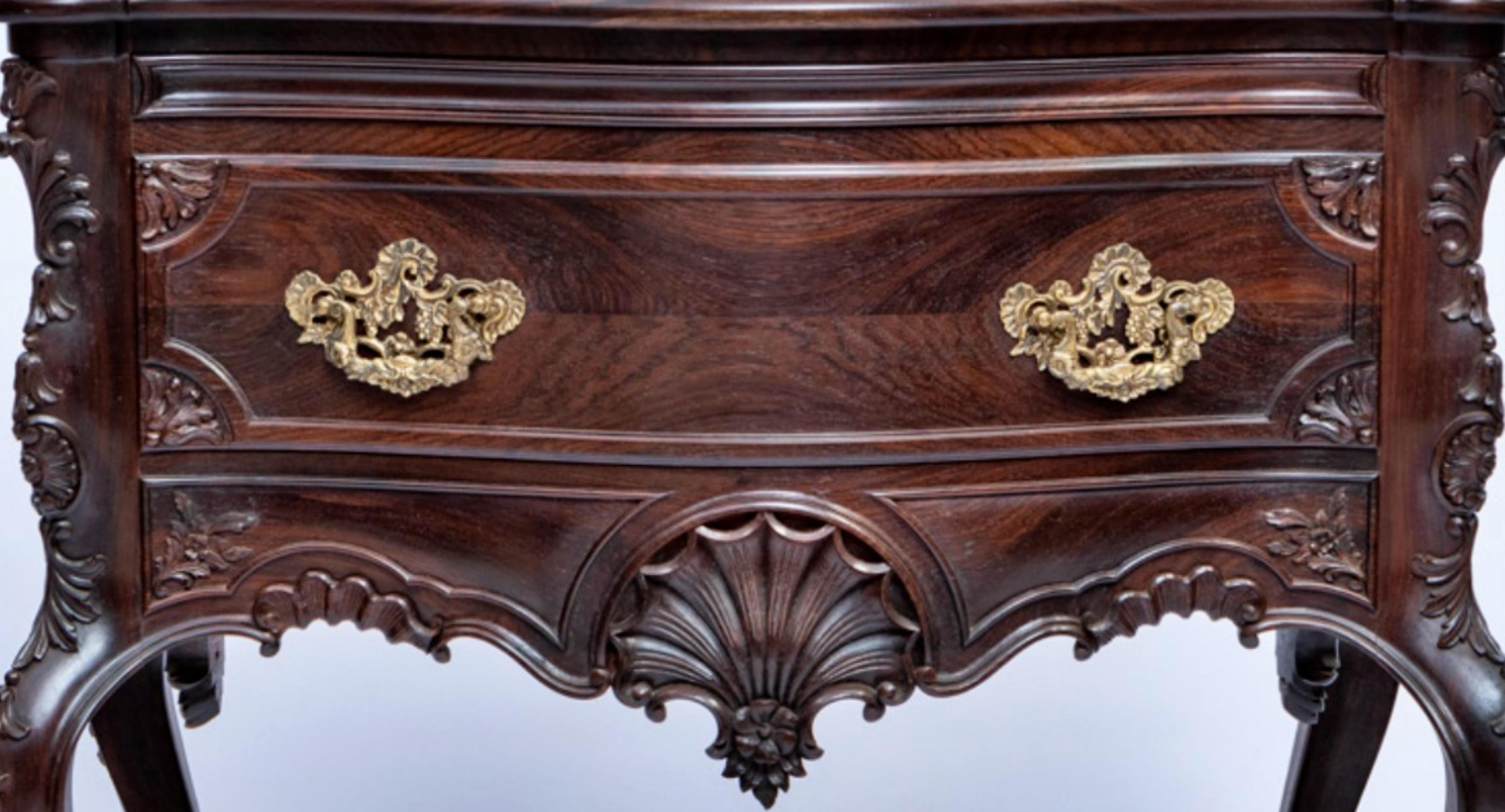 Portuguese Half Chest of Drawers End 19th Century in Rosewood In Good Condition In Madrid, ES